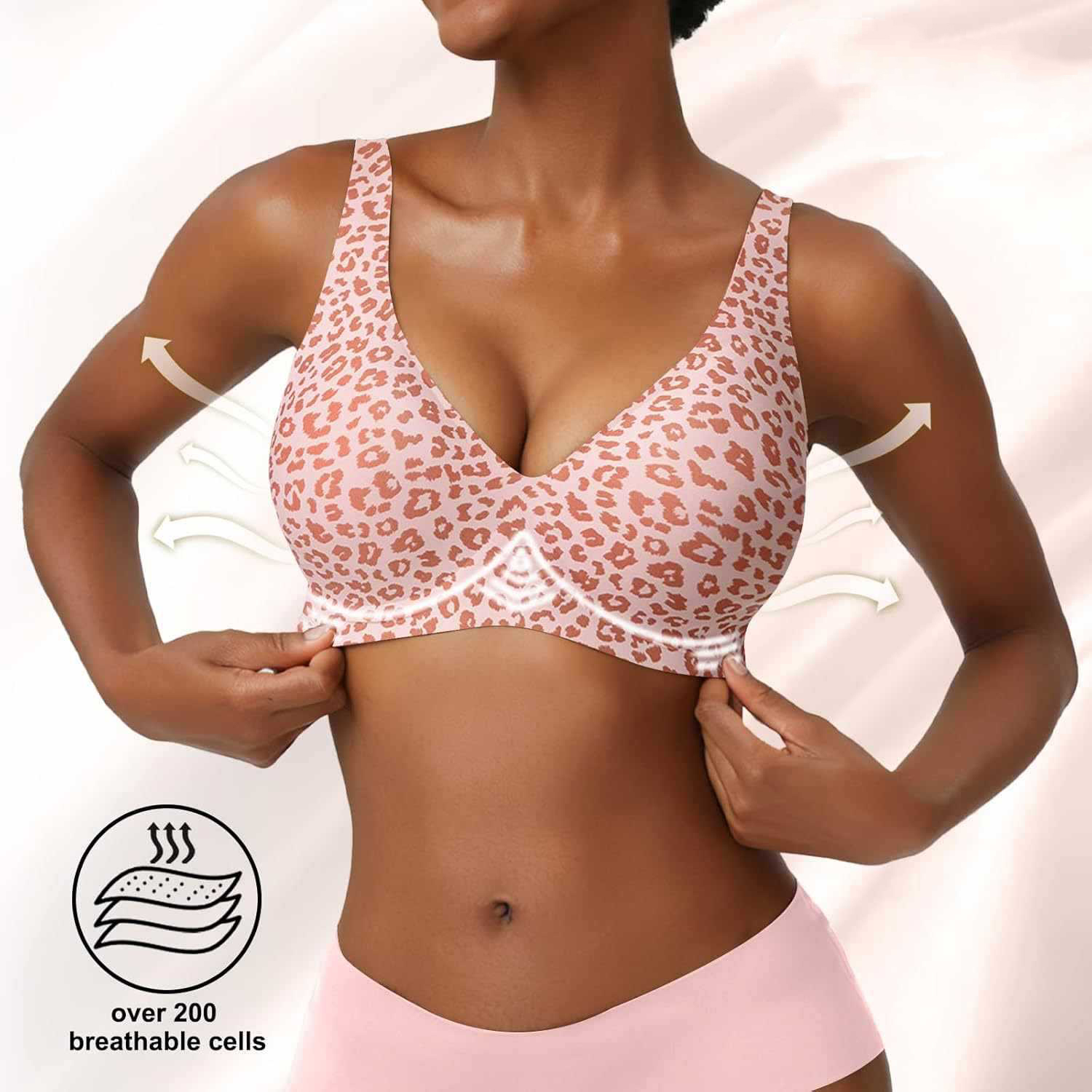 Women's Seamless Pink Leopard  - đánh giá và giá Minimizer Bra Women