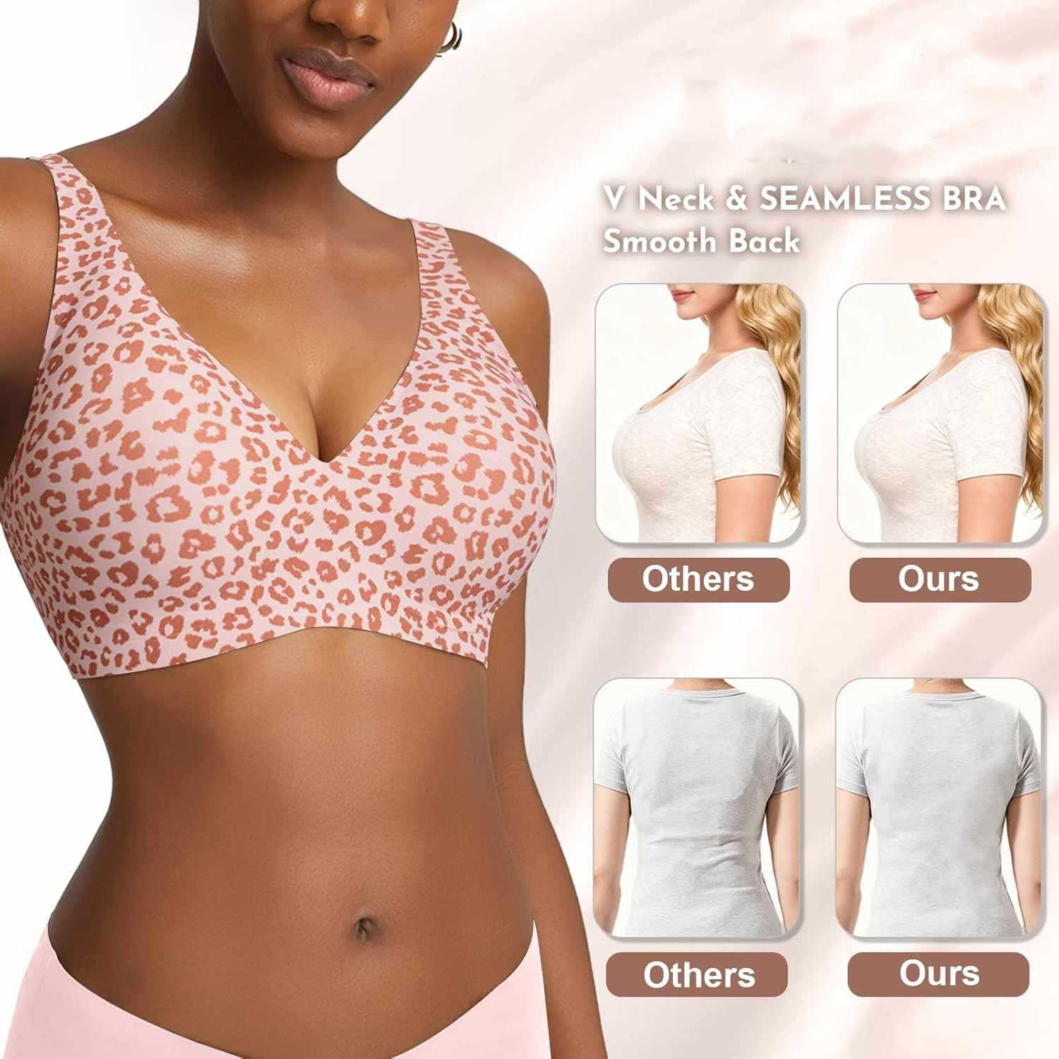 Women's Seamless Pink Leopard  - đánh giá và giá Minimizer Bra Women
