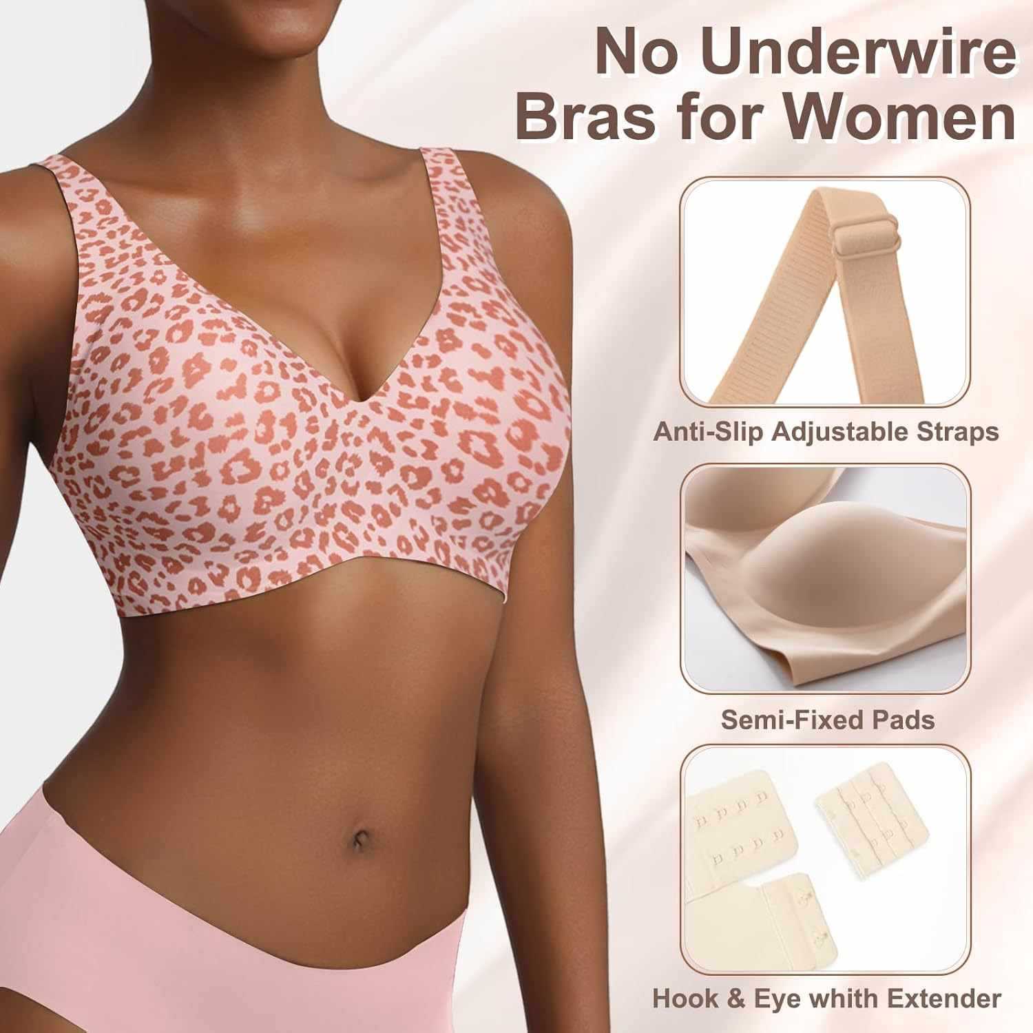 Women's Seamless Pink Leopard  - đánh giá và giá Minimizer Bra Women